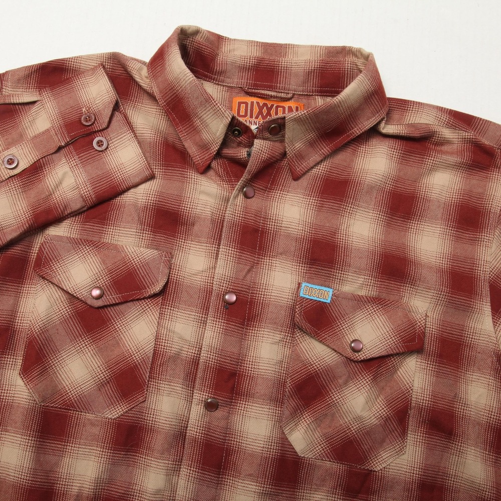 Dixxon Pueblo Shirt Mens XLT Red Plaid Flannel Snap Button Long Sleeve